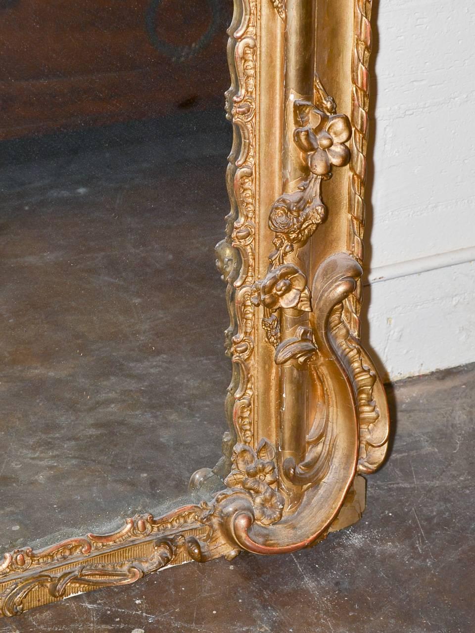 Giltwood 19th Century Palace Size French Baroque Mirror