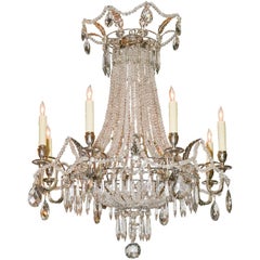 French Beaded and Silver Gilt Basket Form Chandelier French Beaded and Silver Gilt Basket Form Chandelier