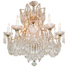 French Crystal Prism Chandelier, circa 1940