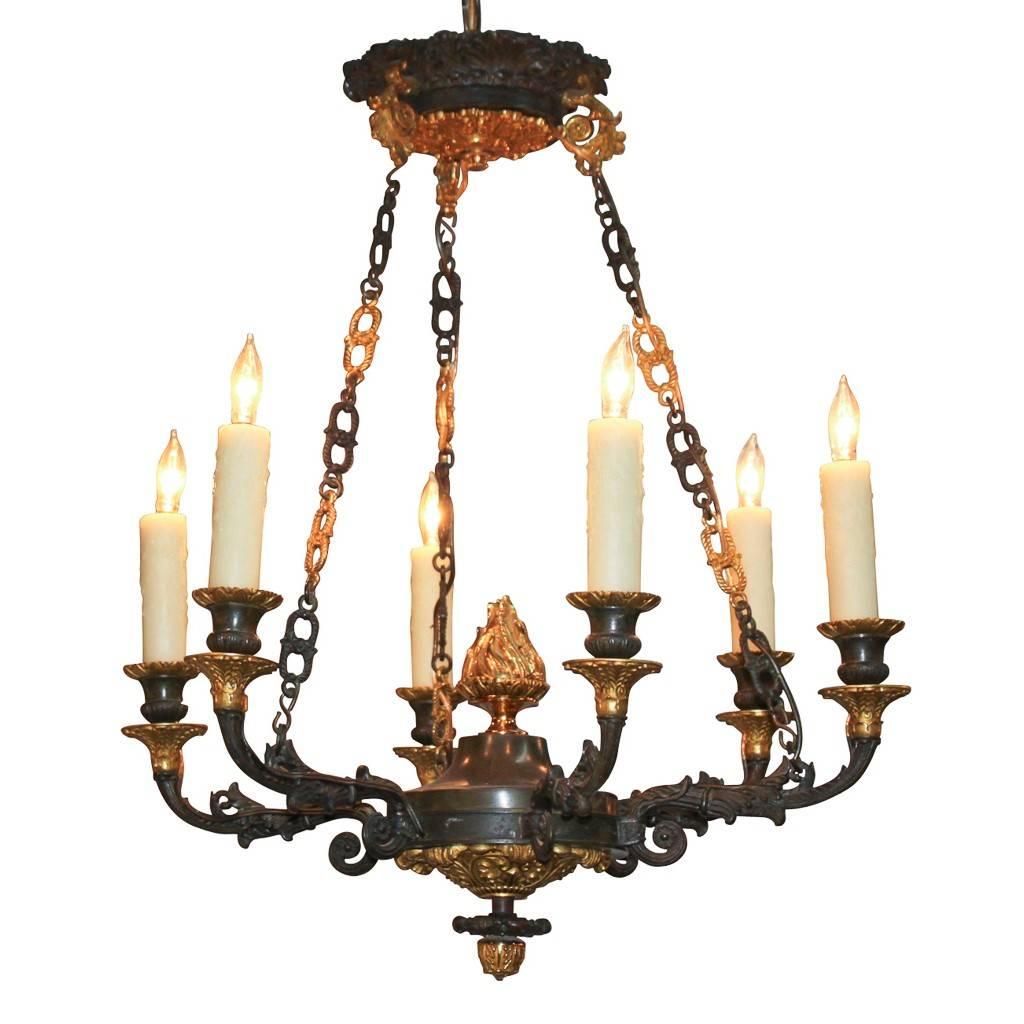 Antique French Two-Tone Bronze Chandelier, circa 1880