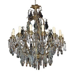 Antique Continental Bronze and Crystal Chandelier, circa 1890