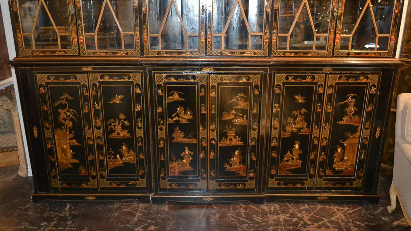 Superb 19th Century English Chinoiserie Breakfront 2