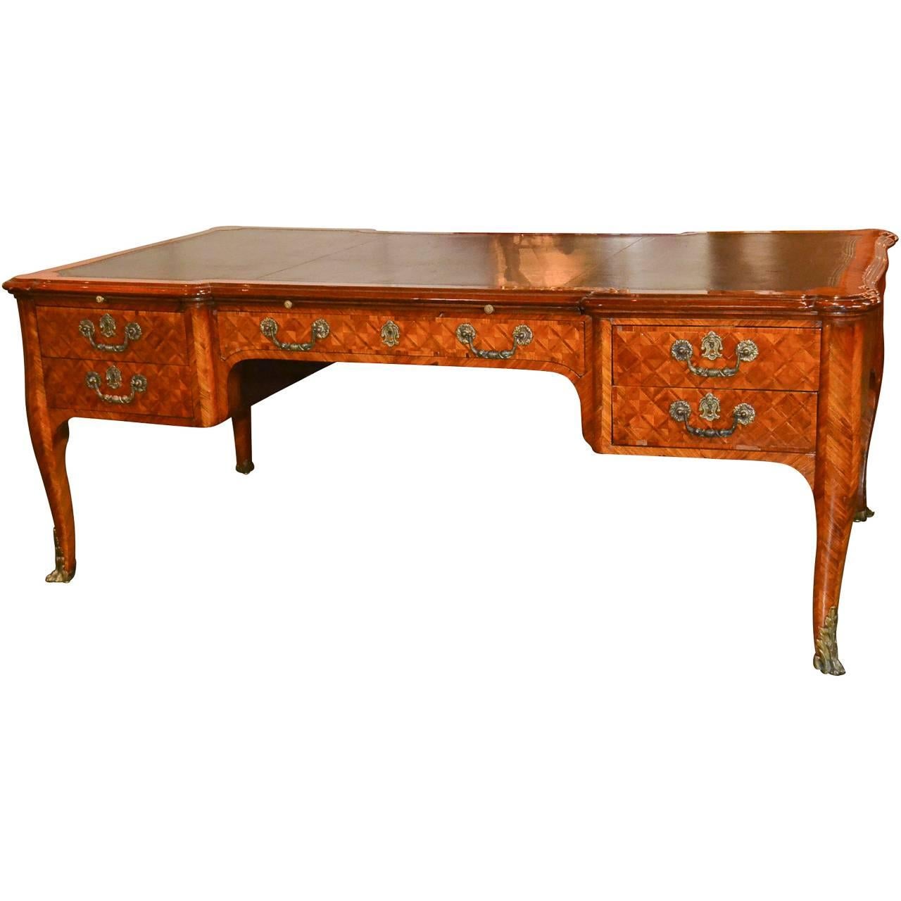 Magnificent Italian Parquetry Partners Desk For Sale