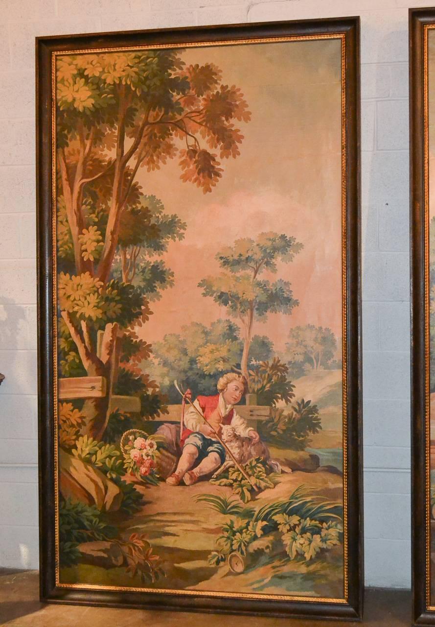 Magnificent Large Pair of 19th Century, French Classical Scene Paintings In Good Condition In Dallas, TX