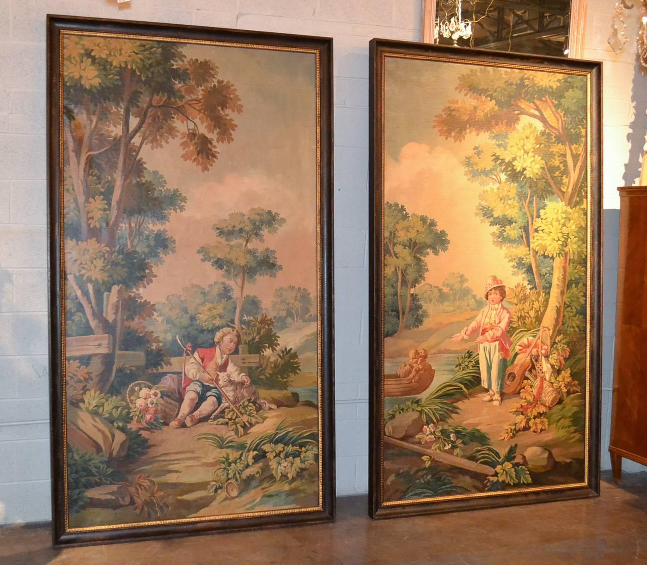 Magnificent Large Pair of 19th Century, French Classical Scene Paintings 1