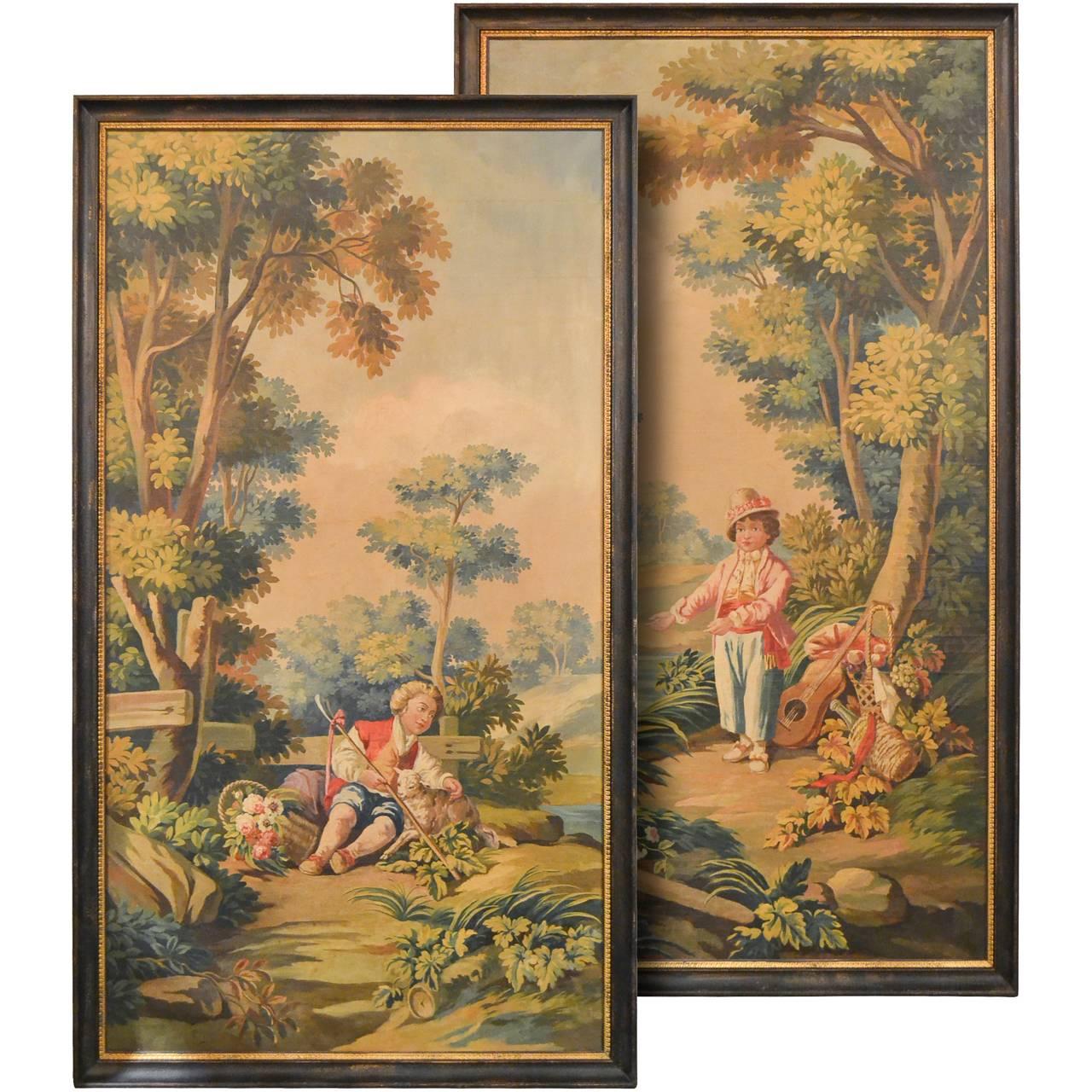 Magnificent Large Pair of 19th Century, French Classical Scene Paintings