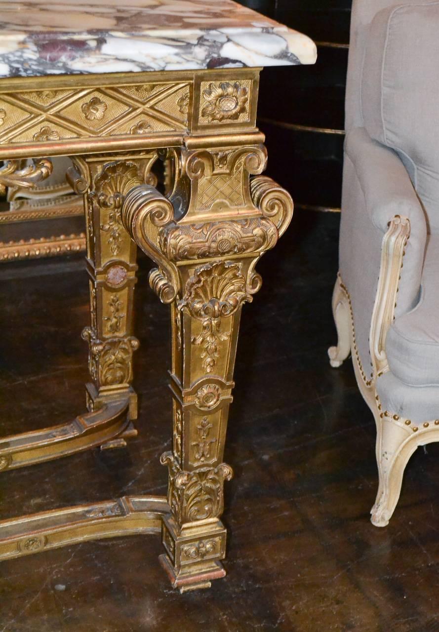 Carved 19th Century French Regency Giltwood Console