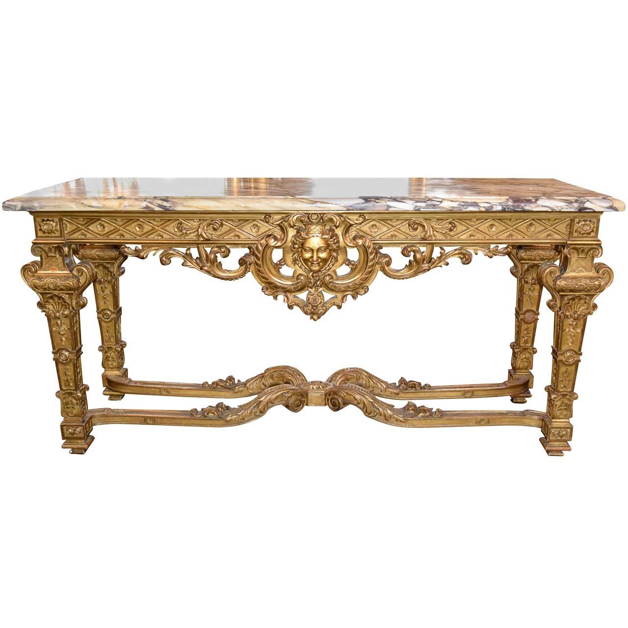 19th Century French Regency Giltwood Console