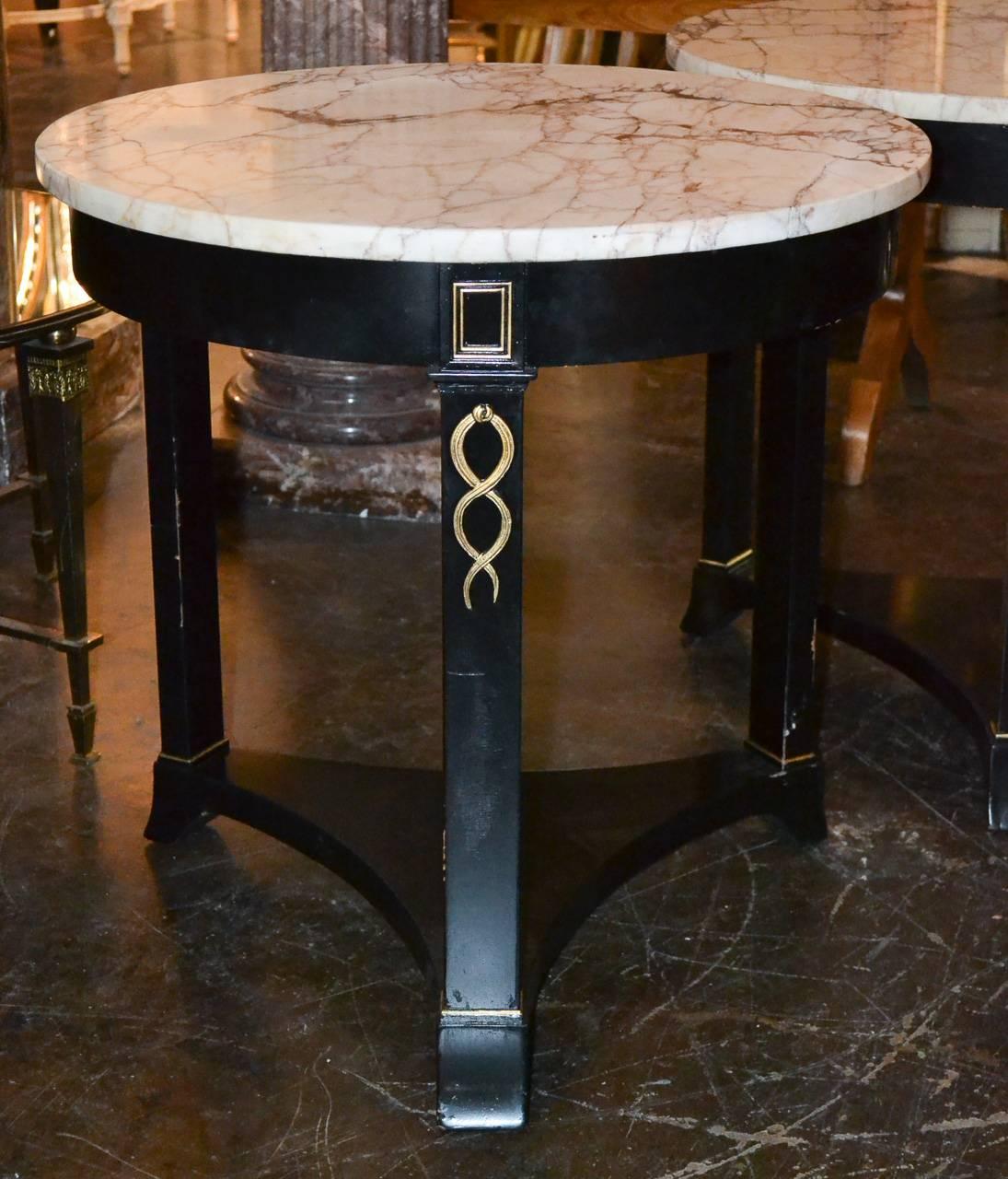 Mid-20th Century Great Pair of French Jansen Side Tables