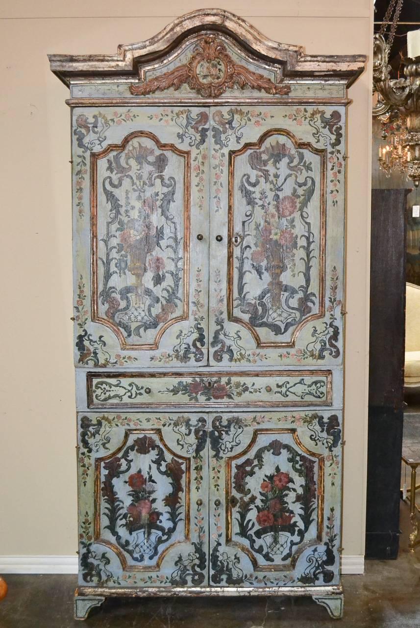 Hand-Painted 18th Century Italian Painted Cabinet