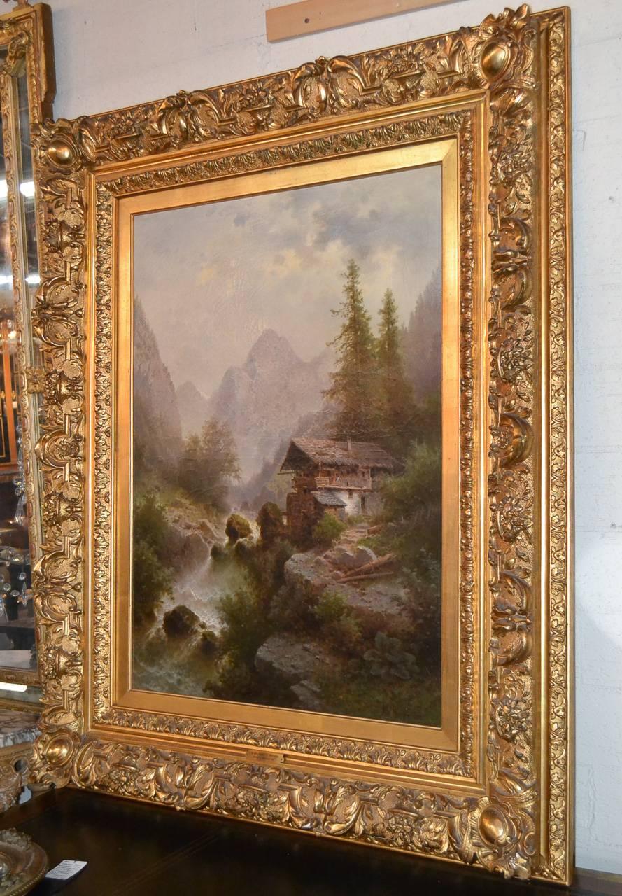 19th Century Austrian Oil Signed Albert Rieger In Good Condition In Dallas, TX