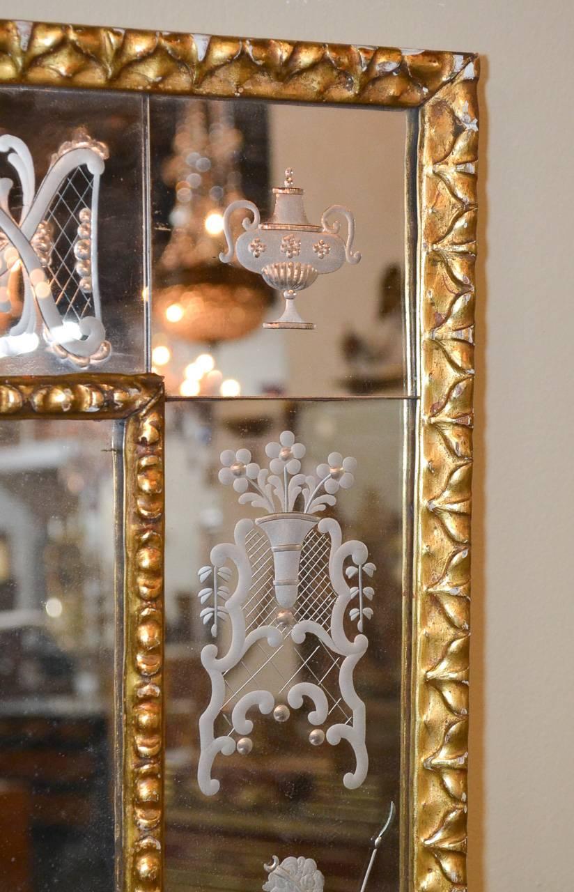 Pair of Venetian Etched Mirrors, circa 1925 1