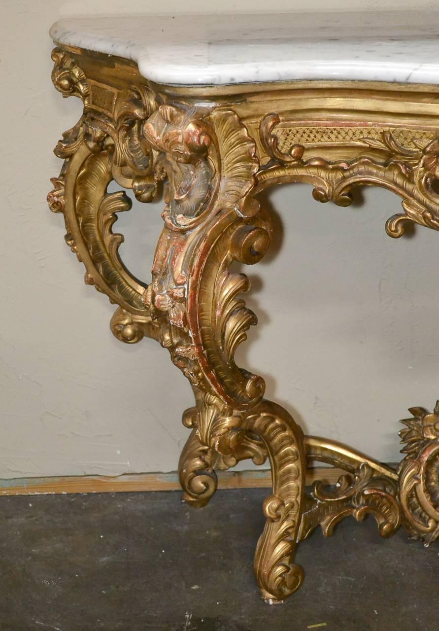 Carved 19th Century French Louis XV Rococo Console