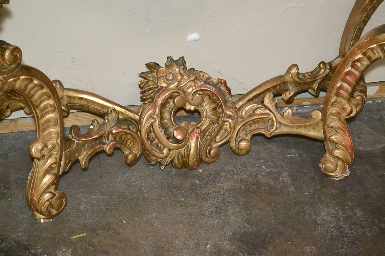 Giltwood 19th Century French Louis XV Rococo Console