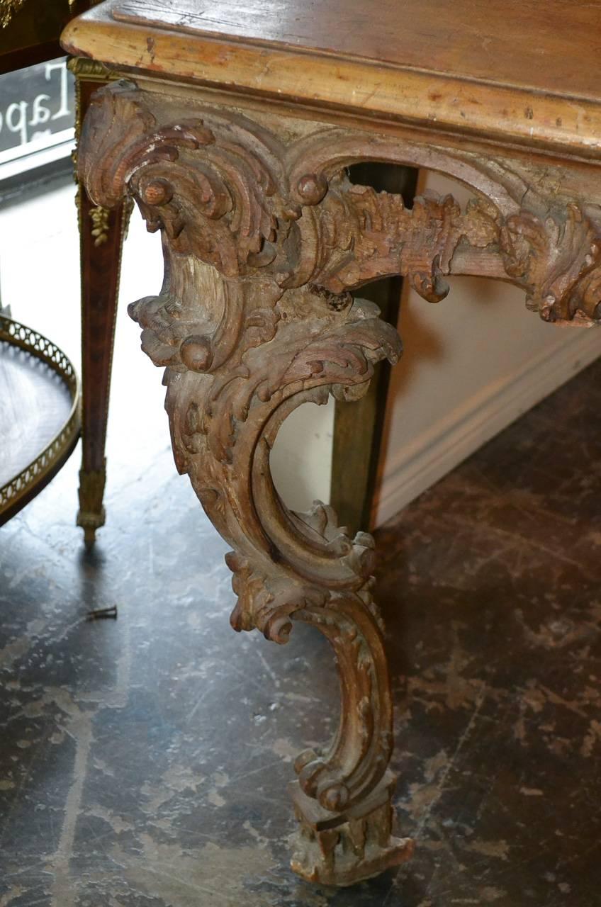 18th Century Italian Carved Console In Good Condition In Dallas, TX