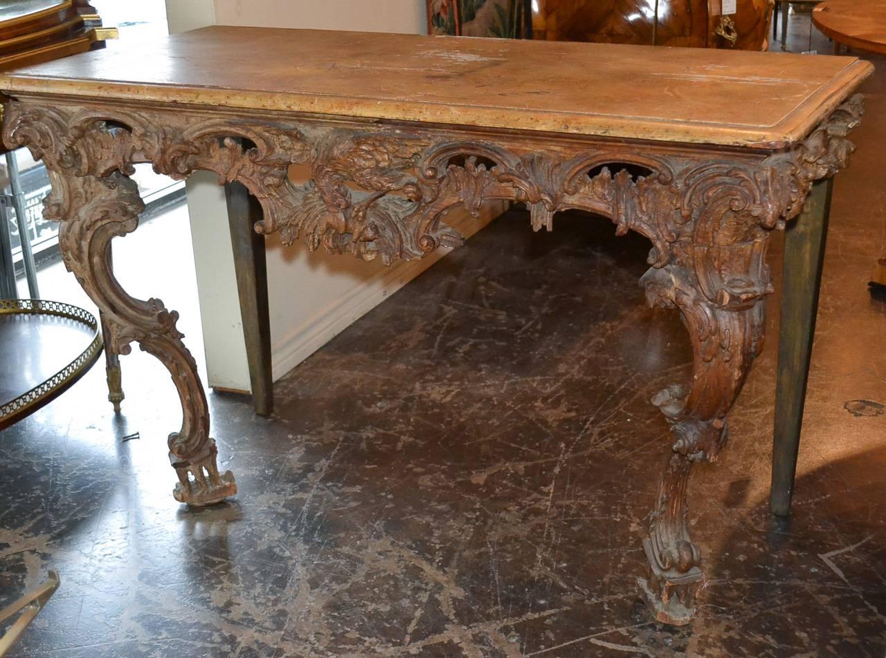 18th Century and Earlier 18th Century Italian Carved Console