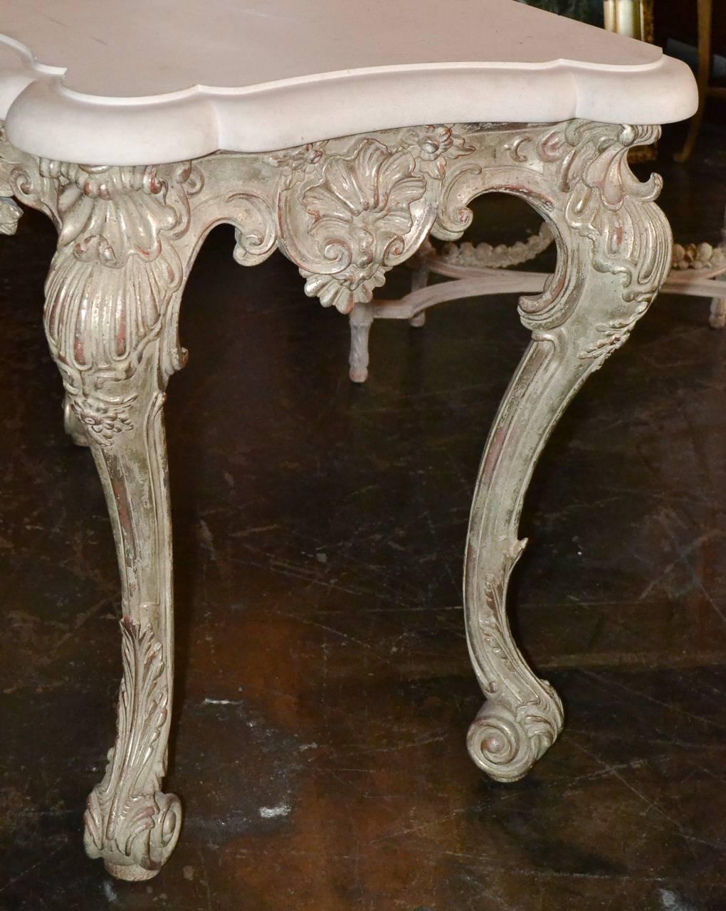Italian Carved Silver Gilt Console For Sale 2