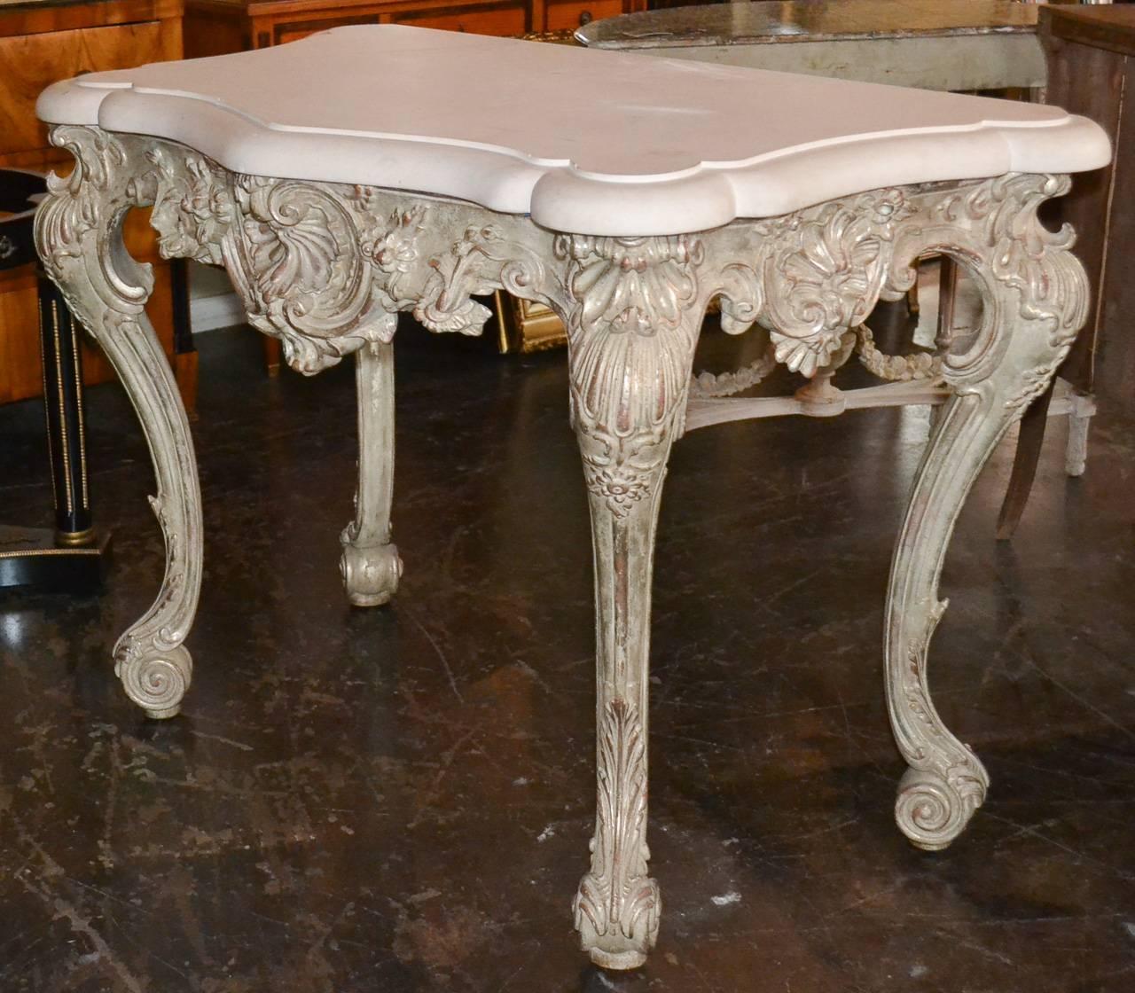 Italian Carved Silver Gilt Console For Sale 3