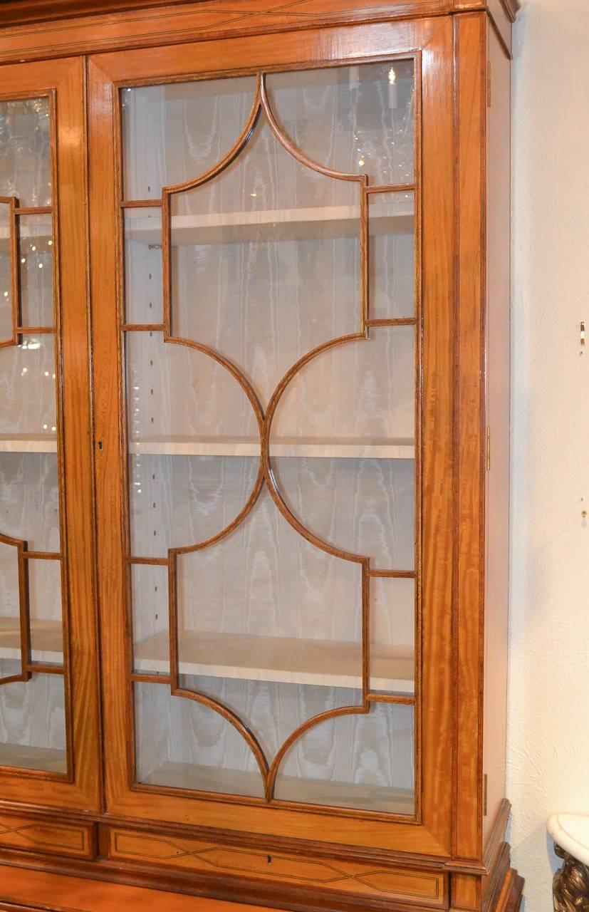 Satinwood 19th Century English Edwardian Bookcase