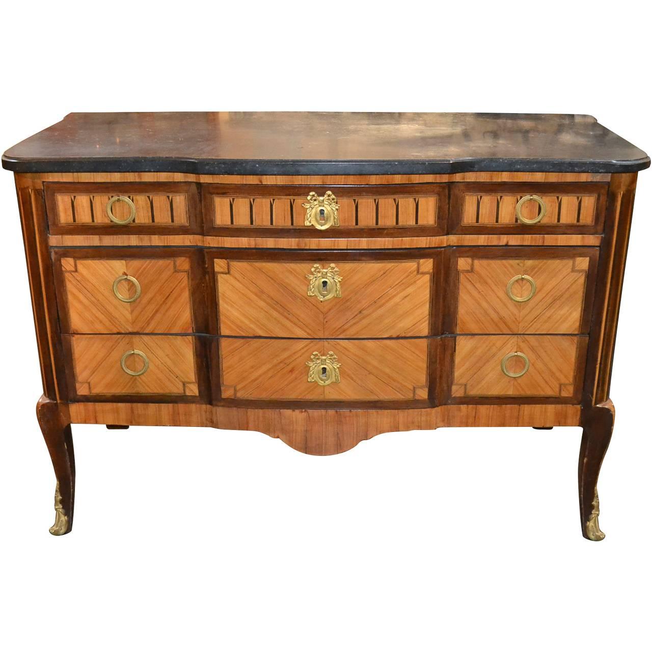 19th Century French Transitional Inlaid Commode