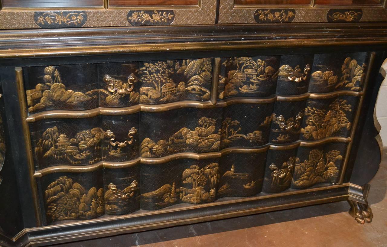 Fine Baker Chinoiserie Dutch Display Cabinet In Good Condition In Dallas, TX
