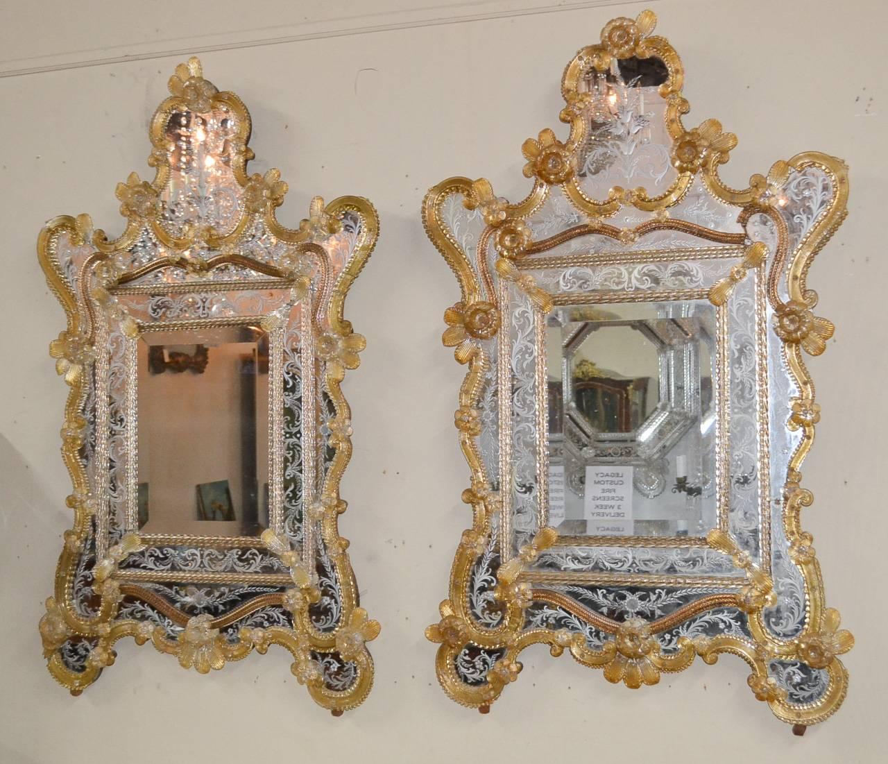 Rare Matching Pair of Venetian Mirrors 3