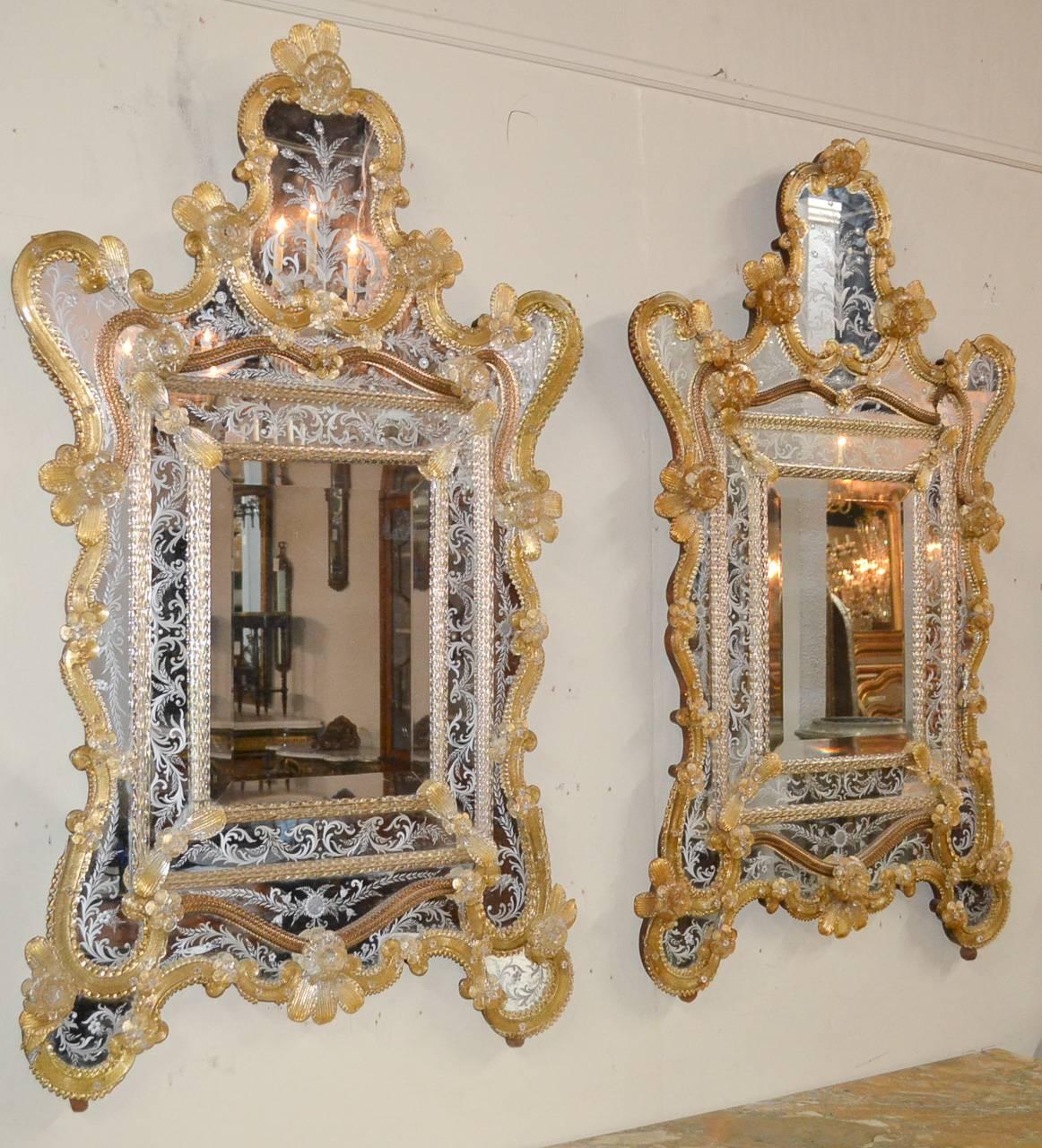 Rare Matching Pair of Venetian Mirrors 2