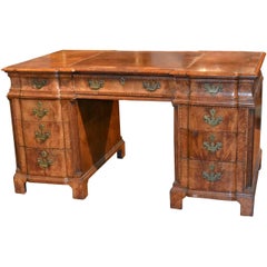 Handsome 19th Century English Burl Walnut Desk