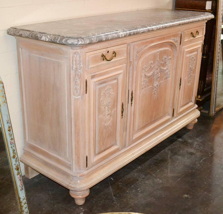 19th Century French Bleached and WhiteWashed Buffet at 1stDibs