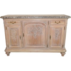 19th Century French Bleached and White-Washed Buffet