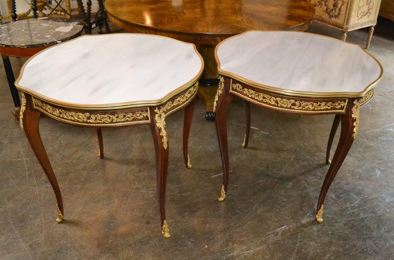 Excellent Pair of French Mahogany Side Tables 1
