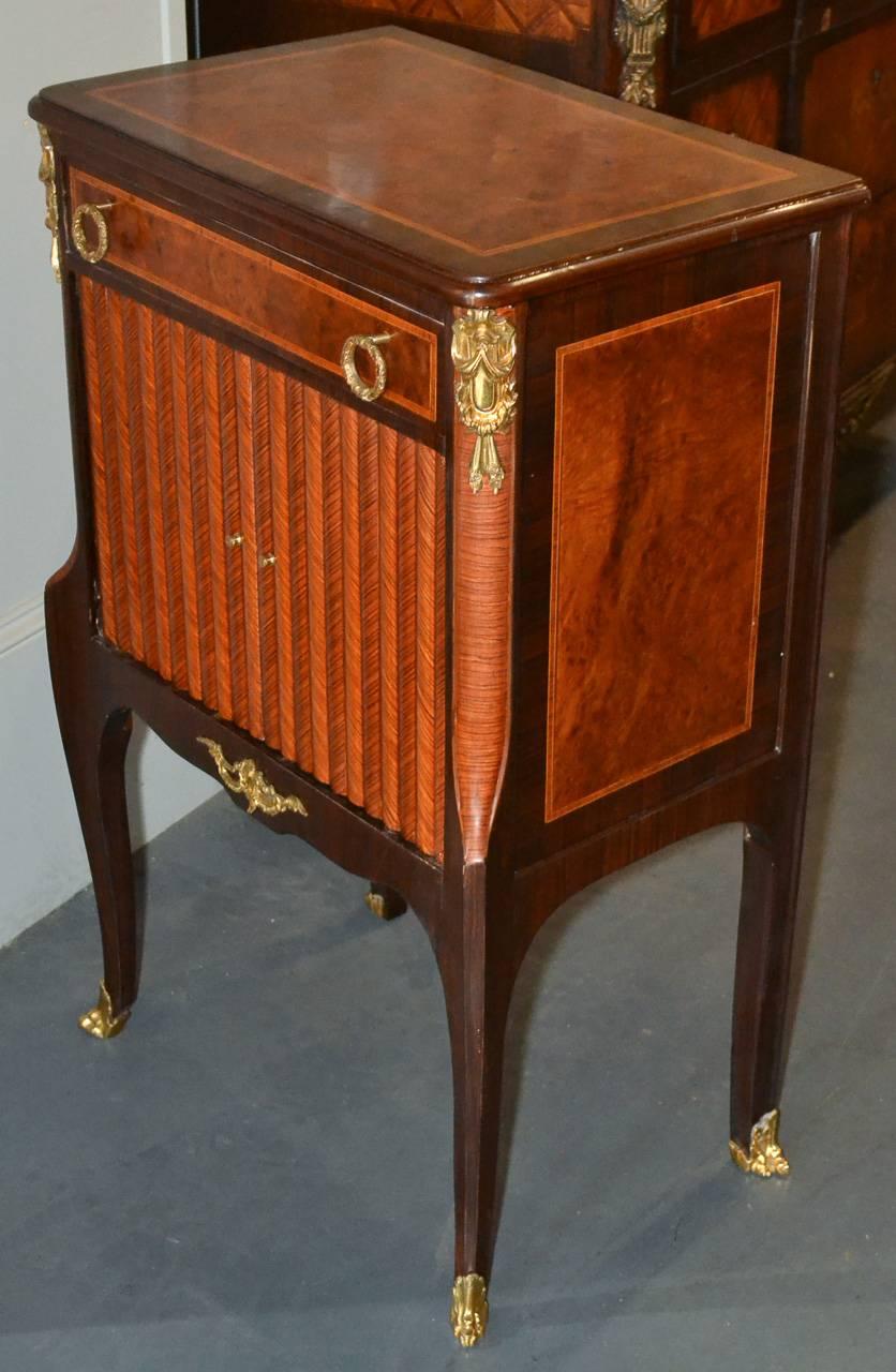 Pair of French Transitional Bronze Mounted Side Tables 1