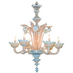 Venetian Opalescent Blue glass Chandelier