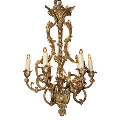 19th Century French Rococo Style Gilded Bronze Chandelier