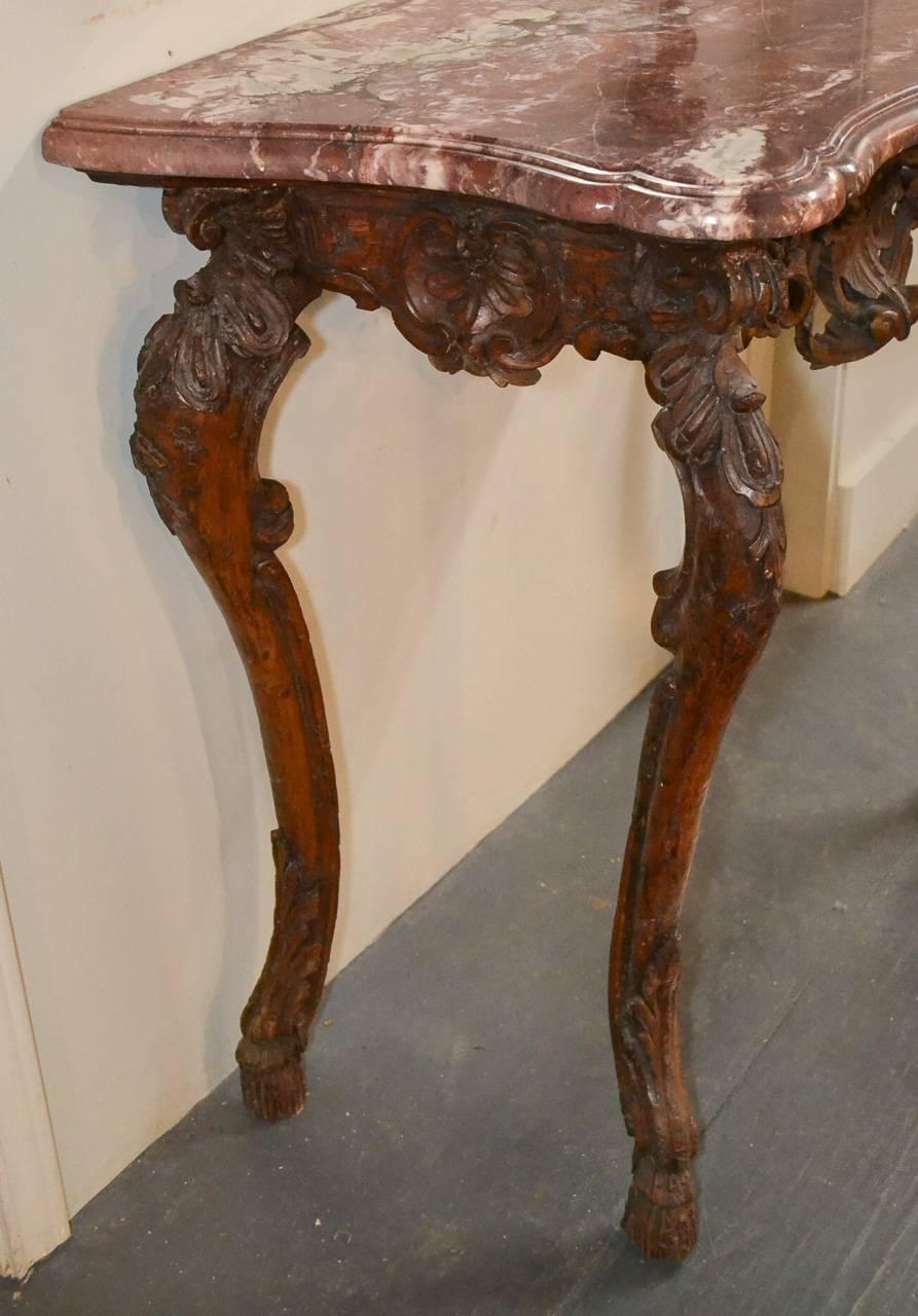18th Century French Carved Walnut Console 1