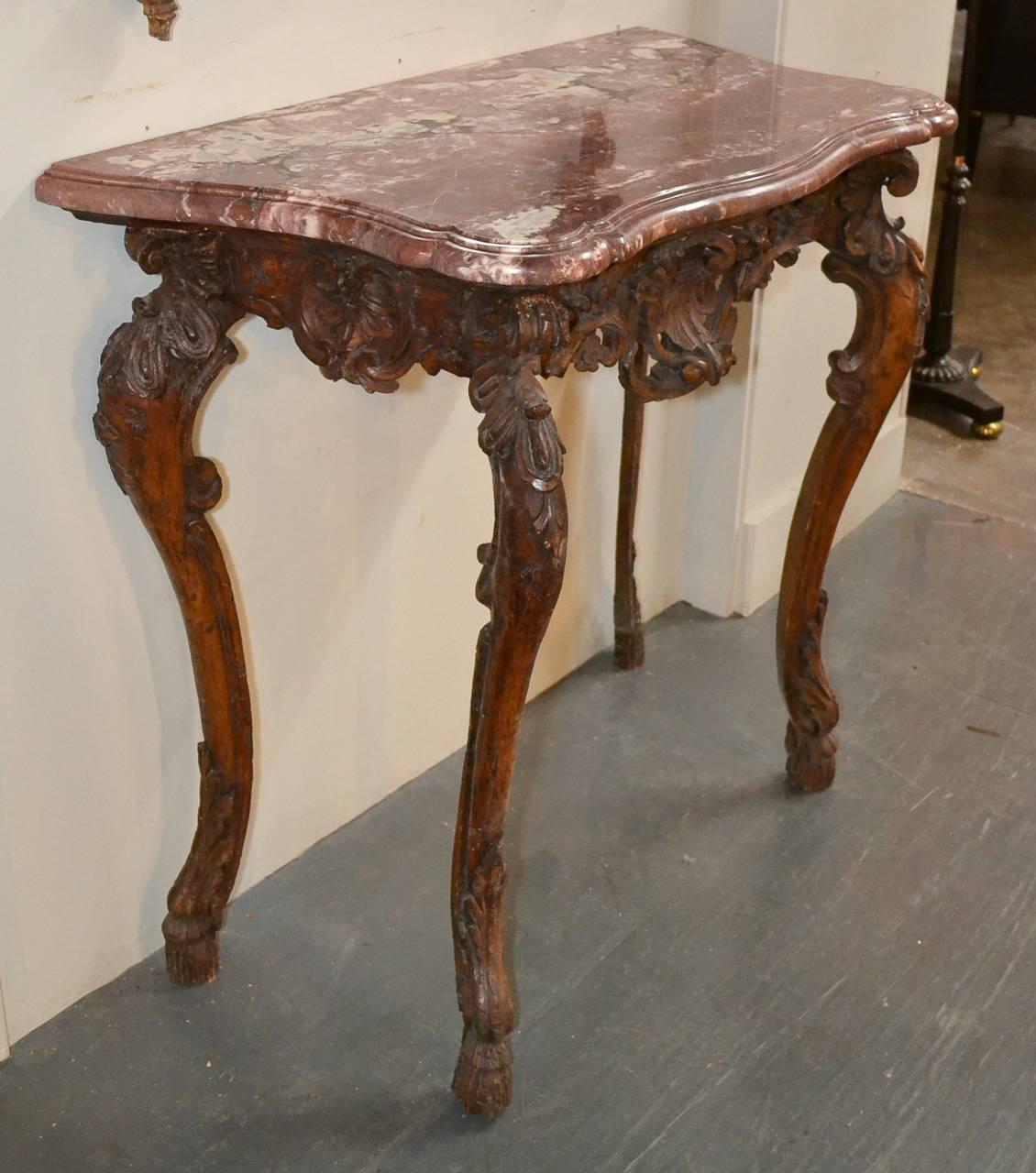 18th Century French Carved Walnut Console 2