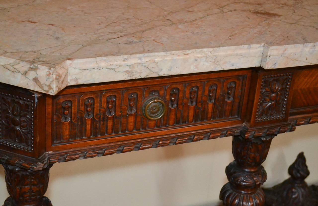 Carved French Louis XVI Walnut Console