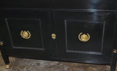 French Empire Black Lacquered Buffet