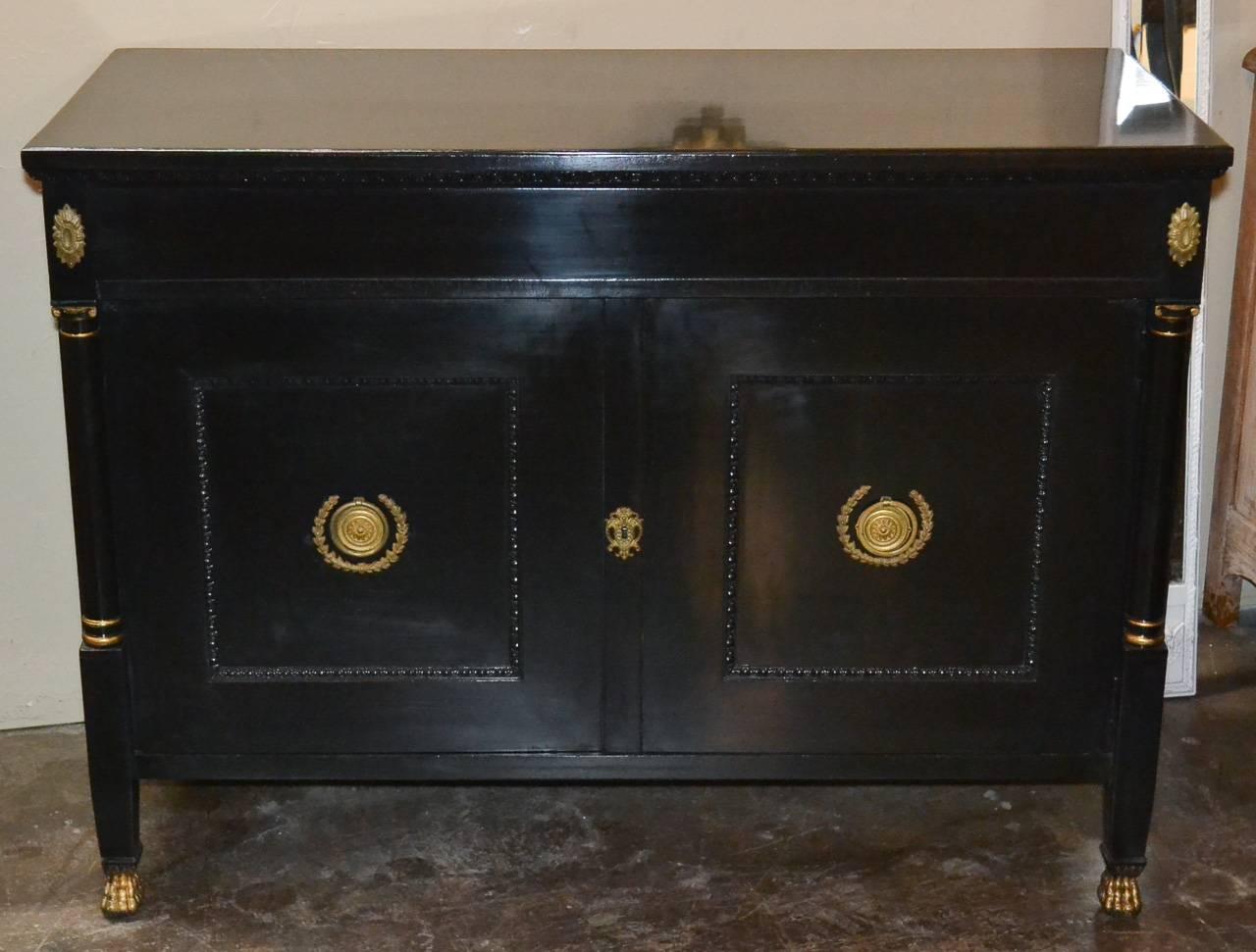 French Empire Black Lacquered Buffet In Good Condition In Dallas, TX