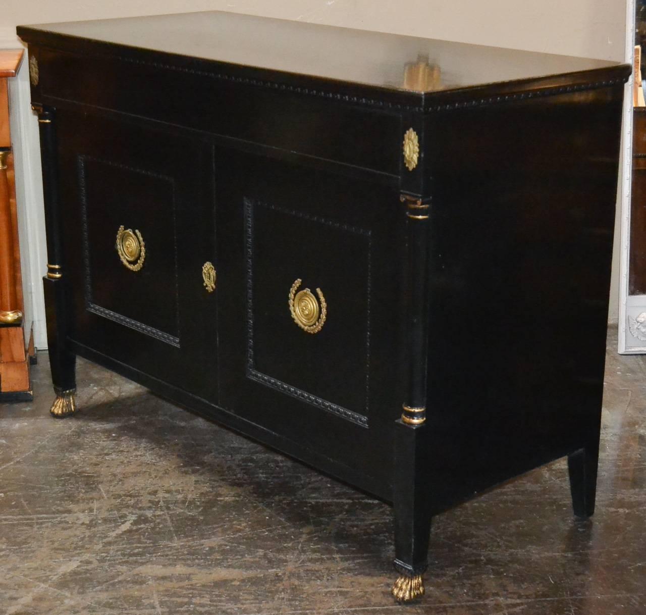 French Empire Black Lacquered Buffet 2
