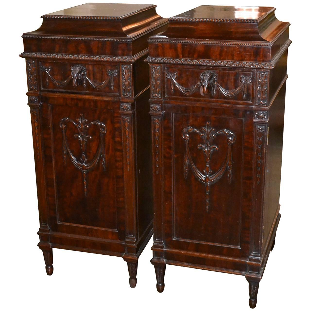 Pair of English Adams Pedestal Side Cabinets