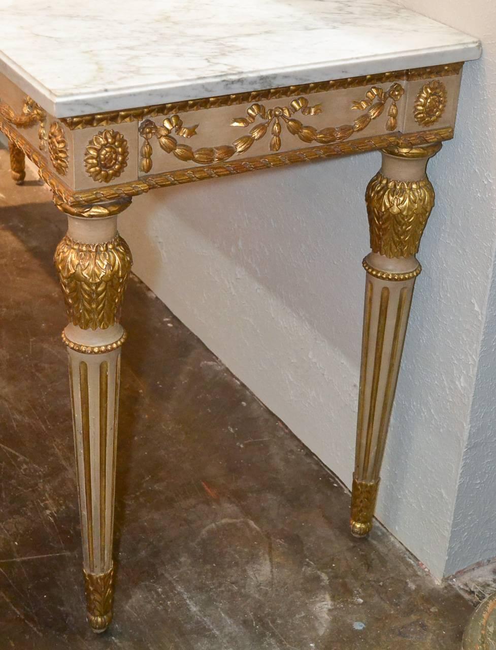 Wood Excellent Carved and Parcel-Gilt Jansen Console