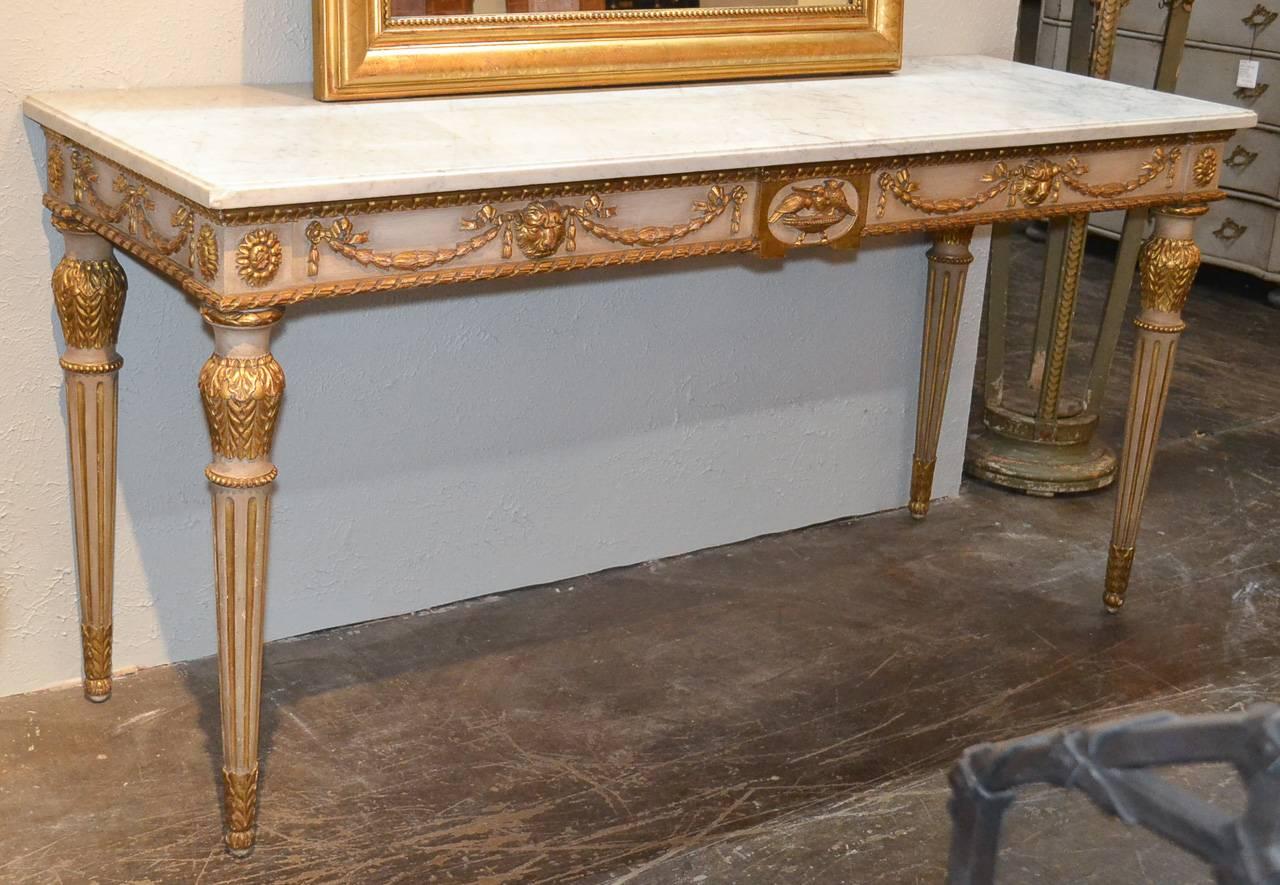 Excellent Carved and Parcel-Gilt Jansen Console In Good Condition In Dallas, TX