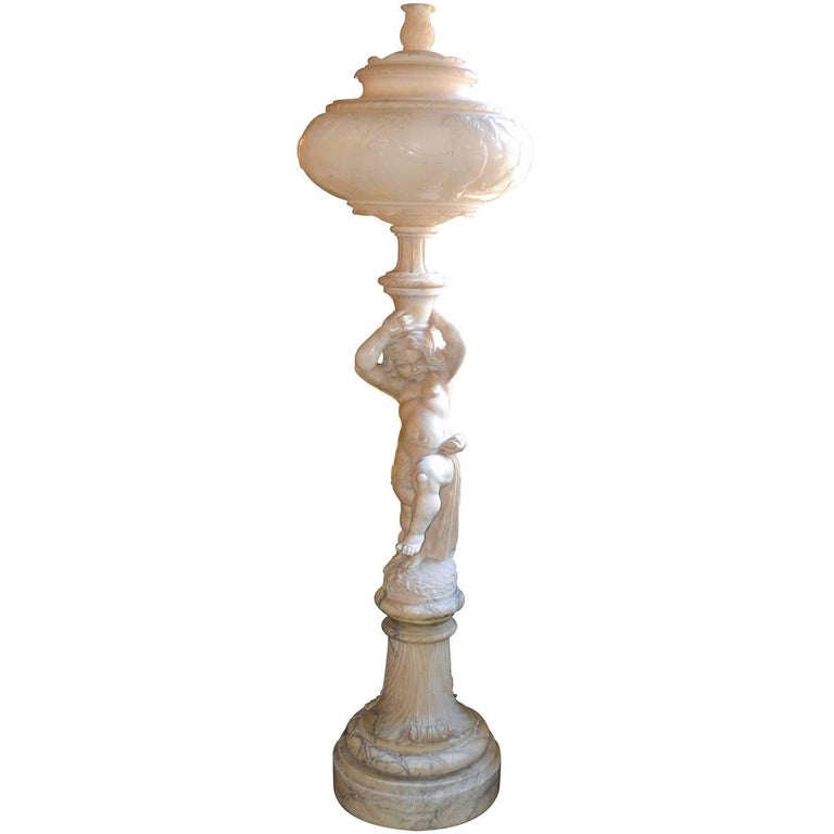 Monumental Italian Alabaster Figural Torchiere, Late 19th ...