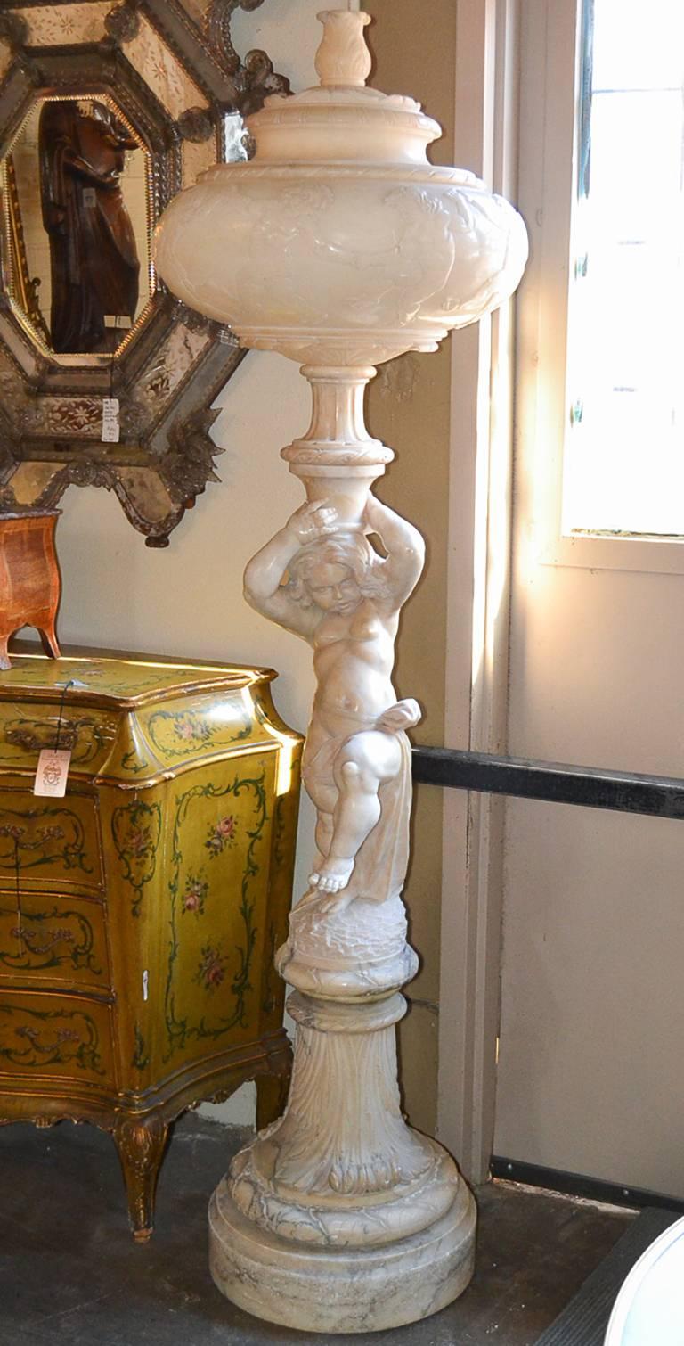 19th Century Italian Alabaster Floor Lamp at 1stDibs