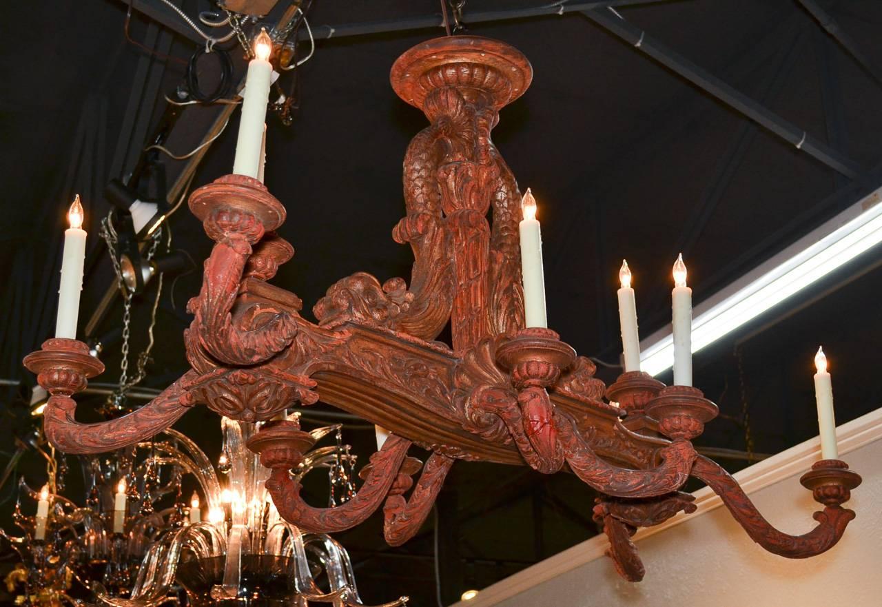19th Century Italian Carved Chandelier In Good Condition In Dallas, TX
