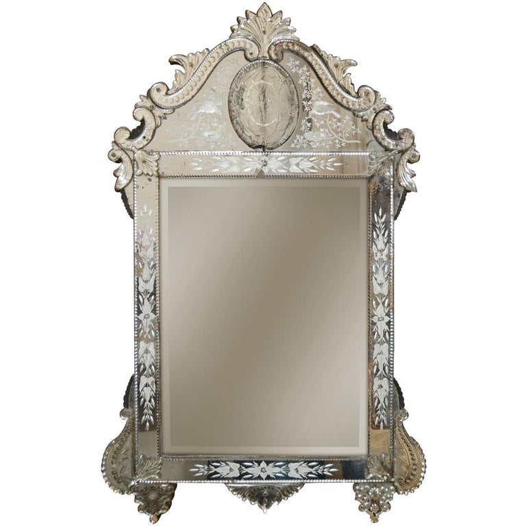 Antique Venetian Etched Glass Mirror For At 1stdibs Antique Venetian Etched Glass Mirror For