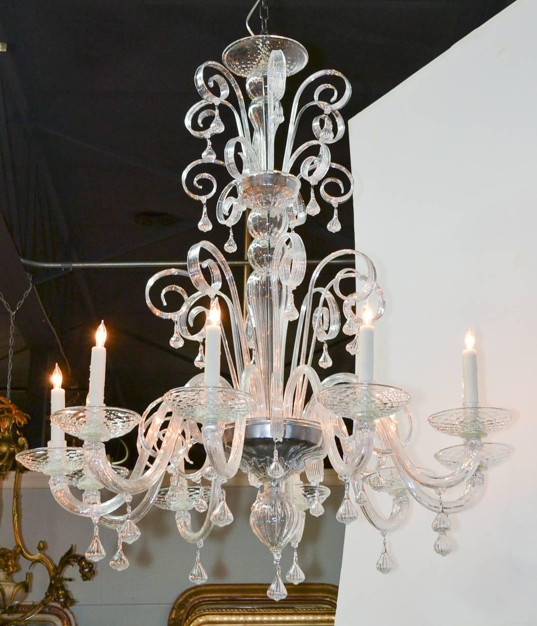 Mid-20th Century Italian Blown Glass Chandelier