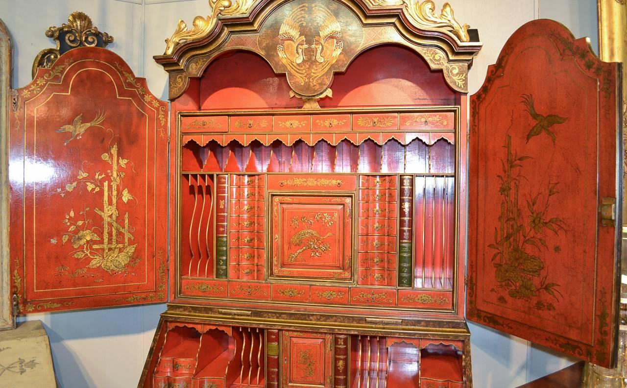 Outstanding English Chinoiserie Bureau Bookcase 3