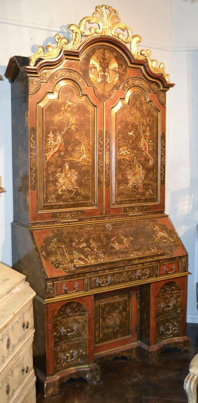 Outstanding English Chinoiserie Bureau Bookcase 2